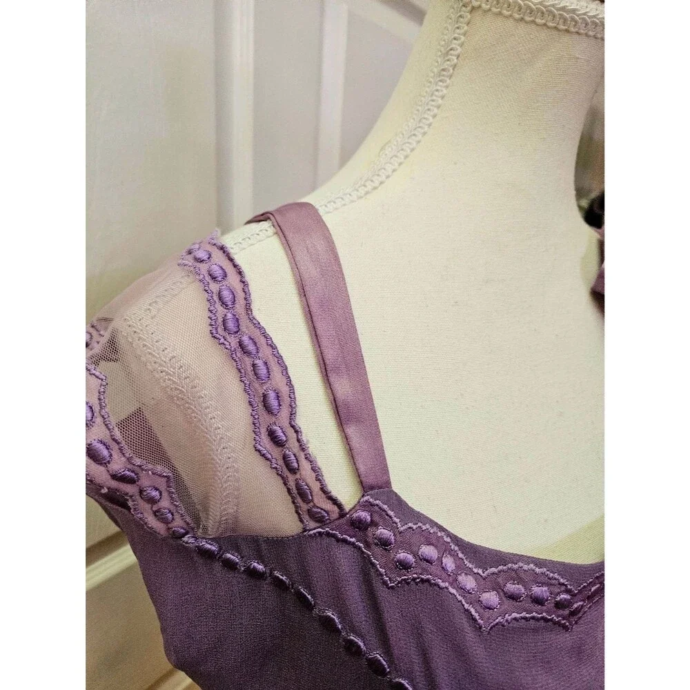 RARE Vintage NATAYA Romantic Fairy Purple Lavender 100% Silk Blouse Top - Picture 12 of 16